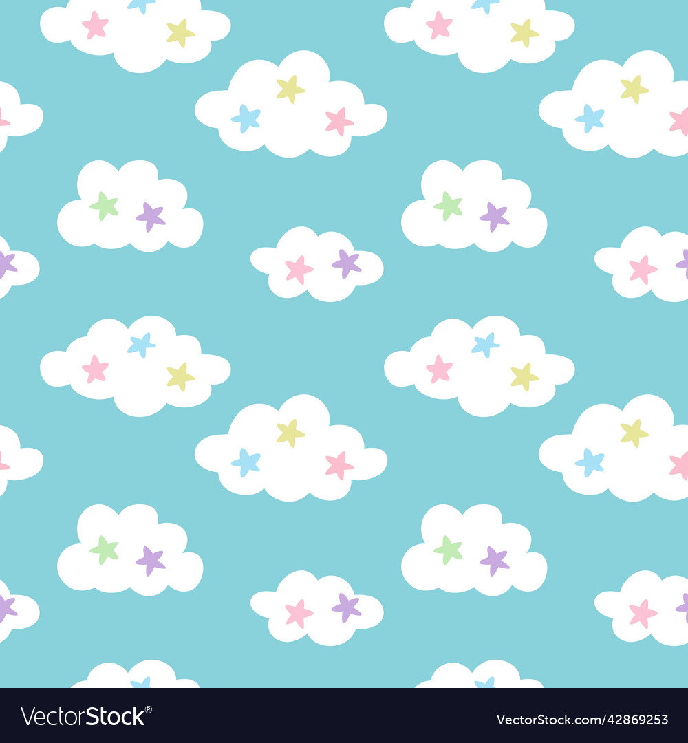 Cute clouds seamless repeat pattern design vector image Cute clouds seamless repeat pattern design