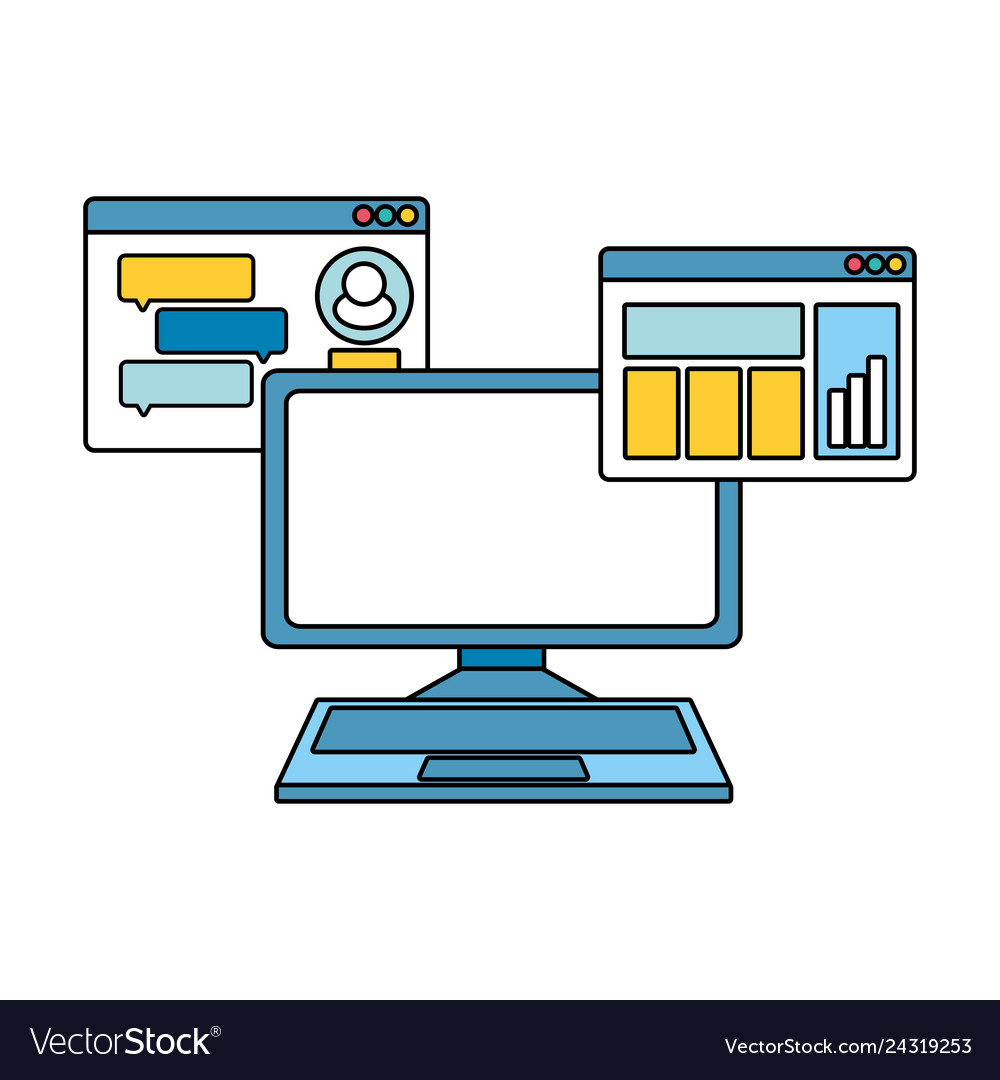 Desktop computer with webpage template Vector Image Desktop computer with webpage template