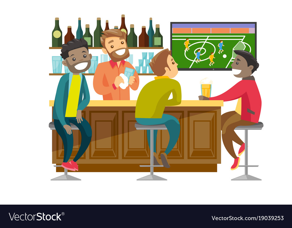 Friends Watching Football at a Bar