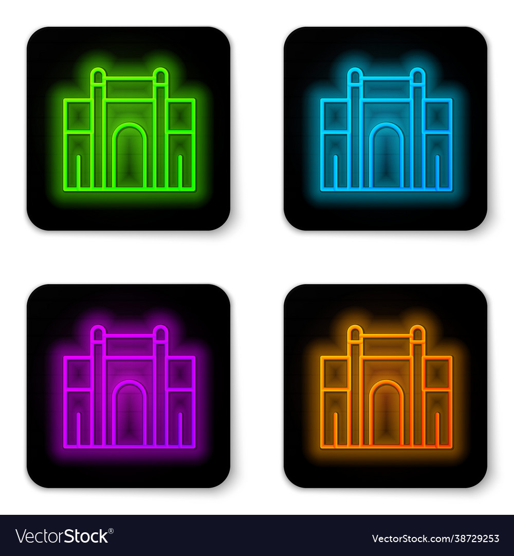 Glowing neon line india gate in new delhi vector image Glowing neon line india gate in new delhi