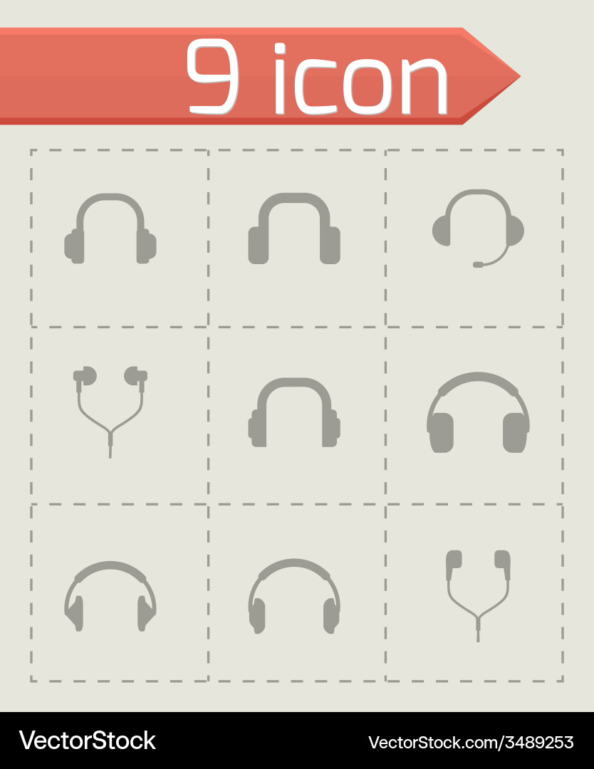 Headphone icon set Royalty Free Vector Image - VectorStock