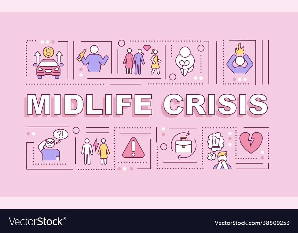 Midlife crisis word concepts banner Royalty Free Vector