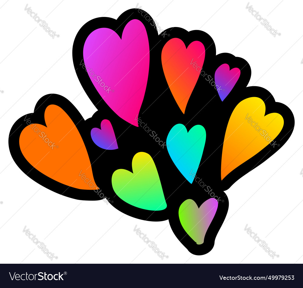 Neon gradient hearts night fluorescent sticker