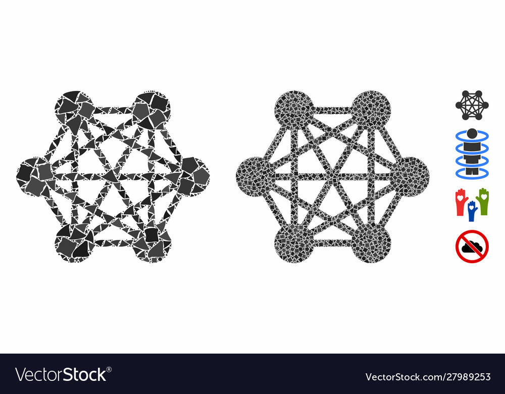 Network relations composition icon humpy pieces vector image Network relations composition icon humpy pieces
