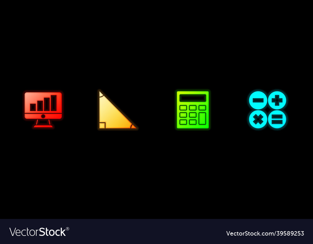 Set computer monitor with graph chart triangle