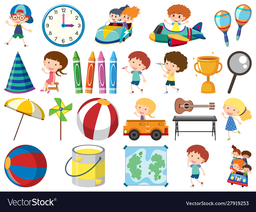 Set isolated objects theme school