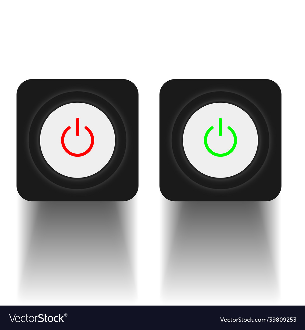 Set of 2 on off push power buttons with dark grey vector image Set of 2 on off push power buttons with dark grey