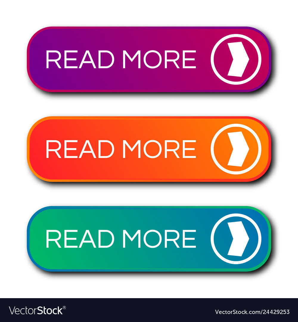 Set of three modern gradient buttons with shadows vector image Set of three modern gradient buttons with shadows