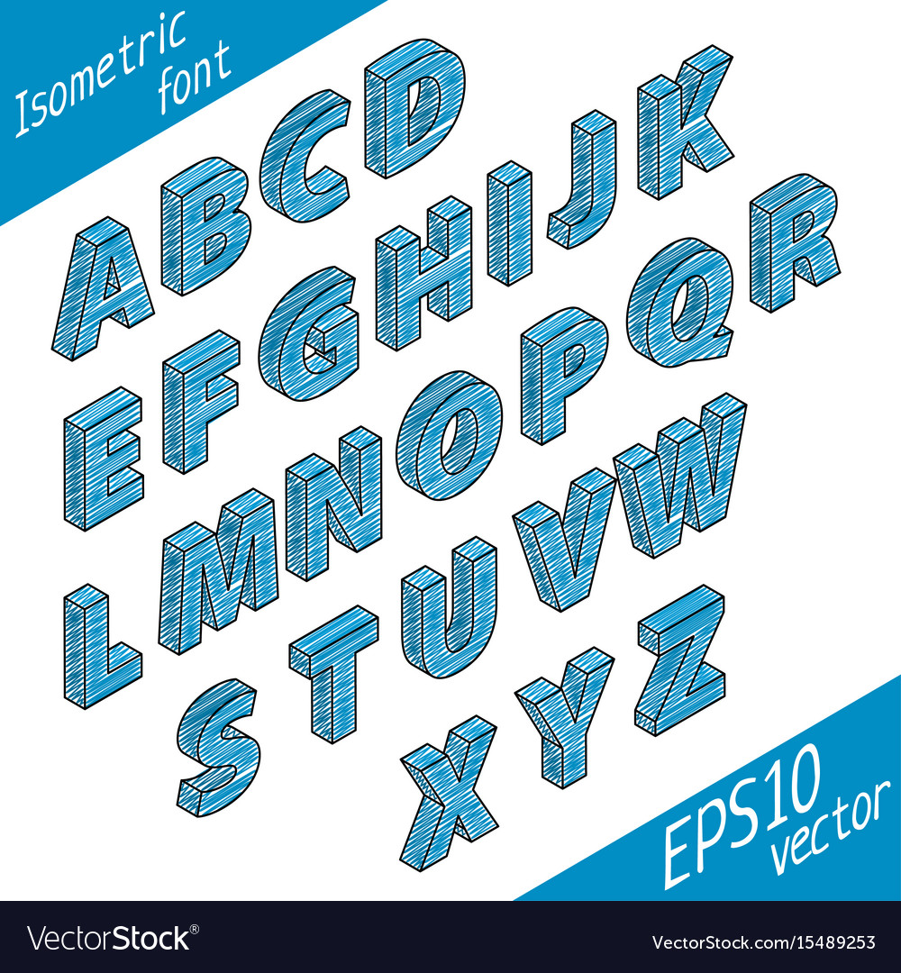 Stylish isometric font poster Royalty Free Vector Image