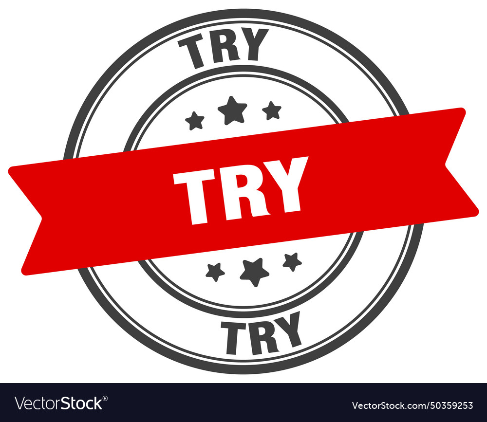 Try stamp label on transparent background Vector Image