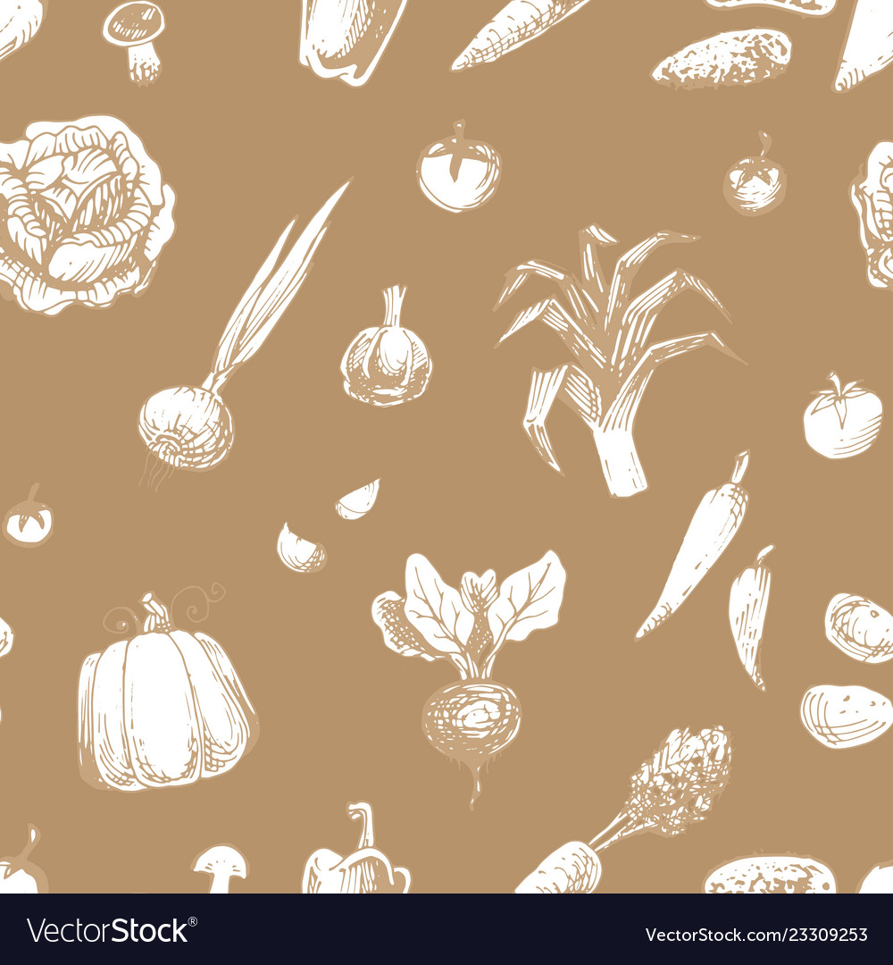 Vegetables seamless pattern background Vector Image Vegetables seamless pattern background