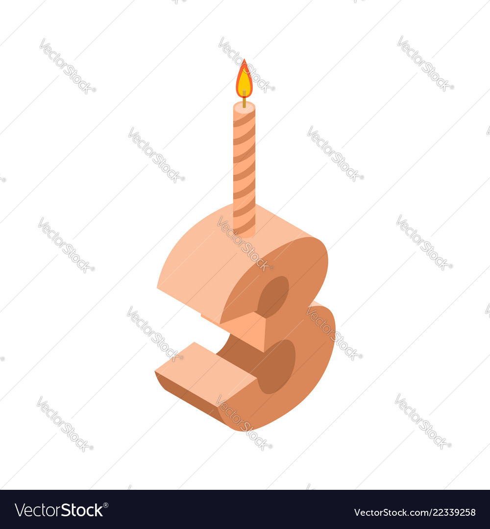 3 number and candles for birthday three figure