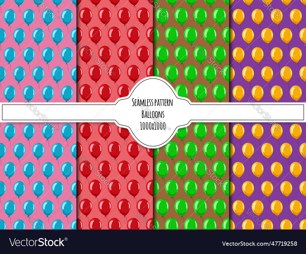 A set of seamless pattern with balloons border vector image A set of seamless pattern with balloons border