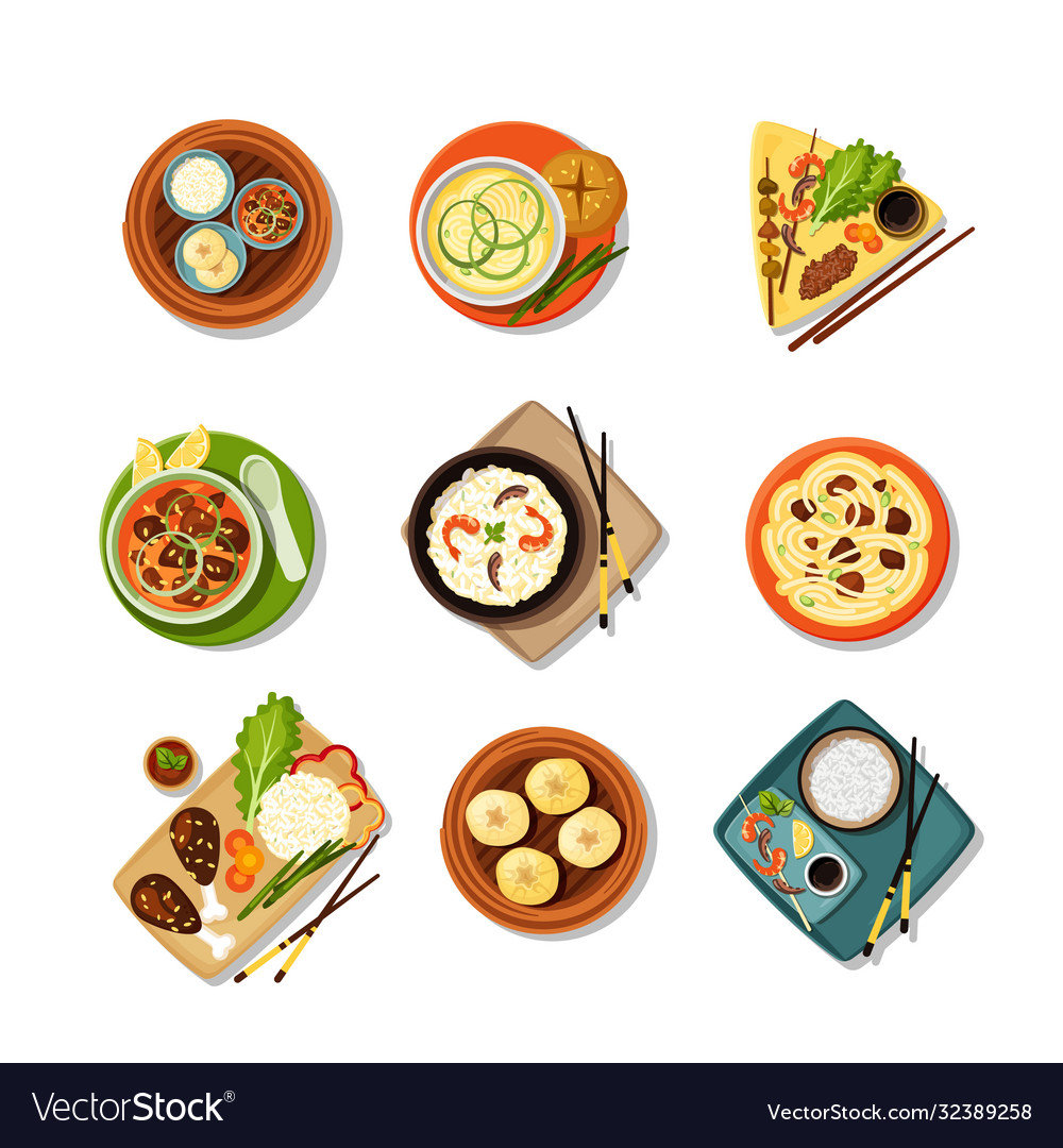 Asian Food Dish Set - Top View
