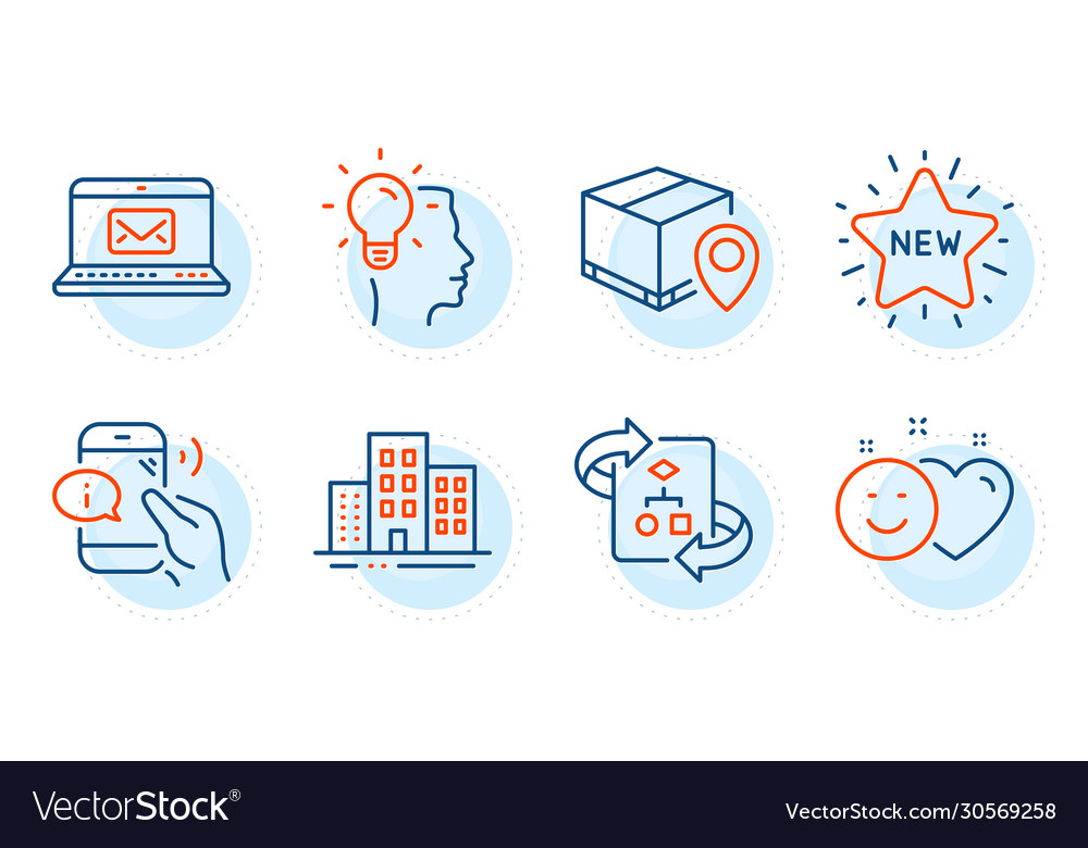 Buildings technical algorithm and smile icons set Vector Image Buildings technical algorithm and smile icons set