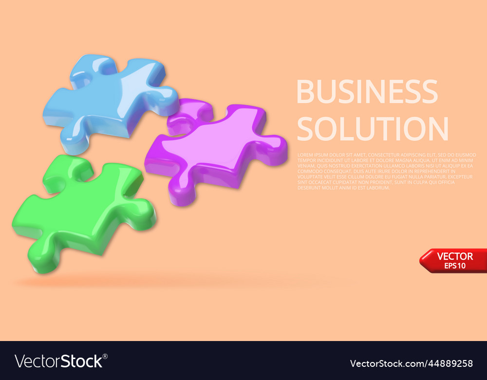 Business concept connecting 3d puzzles realistic