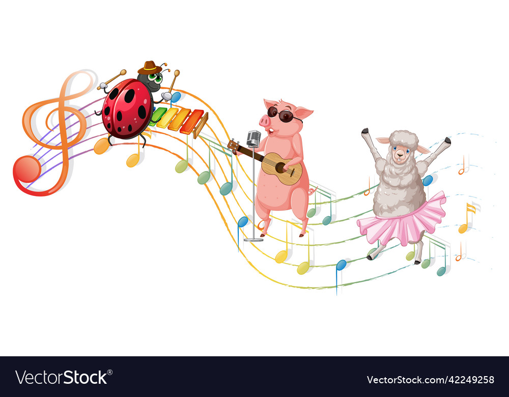 Cartoon Animals Music Band Royalty Free Vector Image