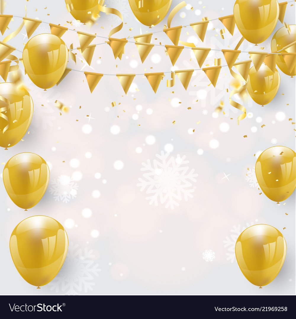 Celebration party banner with gold balloons Vector Image