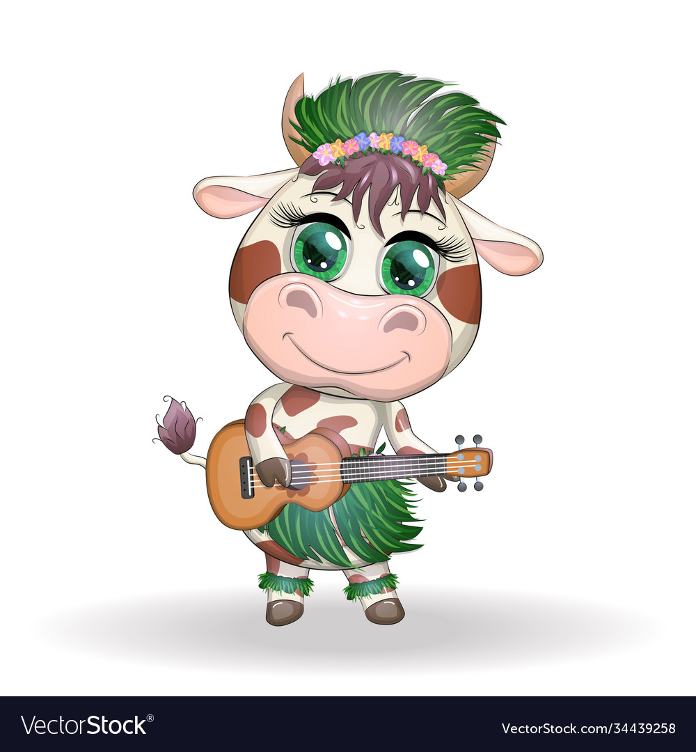 Cute cartoon bull cow with beautiful eyes vector image Cute cartoon bull cow with beautiful eyes