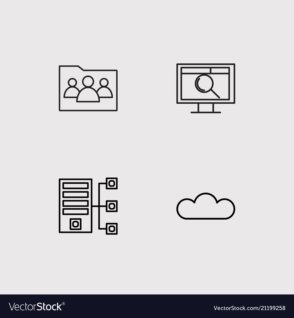 Data analytics simple linear icons set outlined