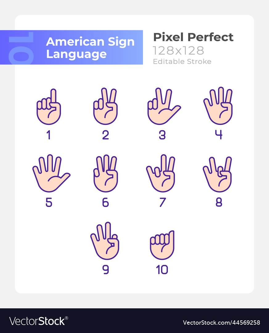 Digits in american sign language pixel perfect