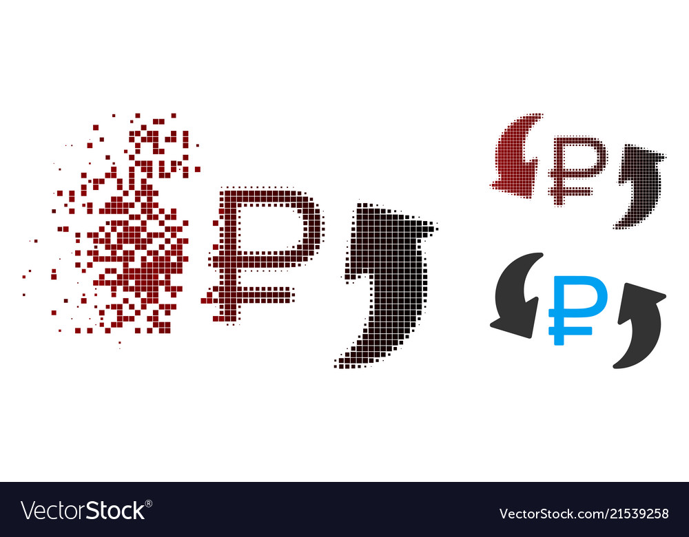 Dissolved pixel halftone update rouble balance vector image Dissolved pixel halftone update rouble balance