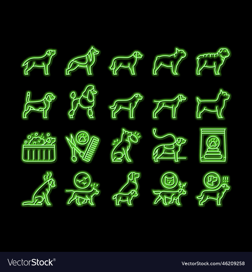 Dog domestic animal neon glow icon