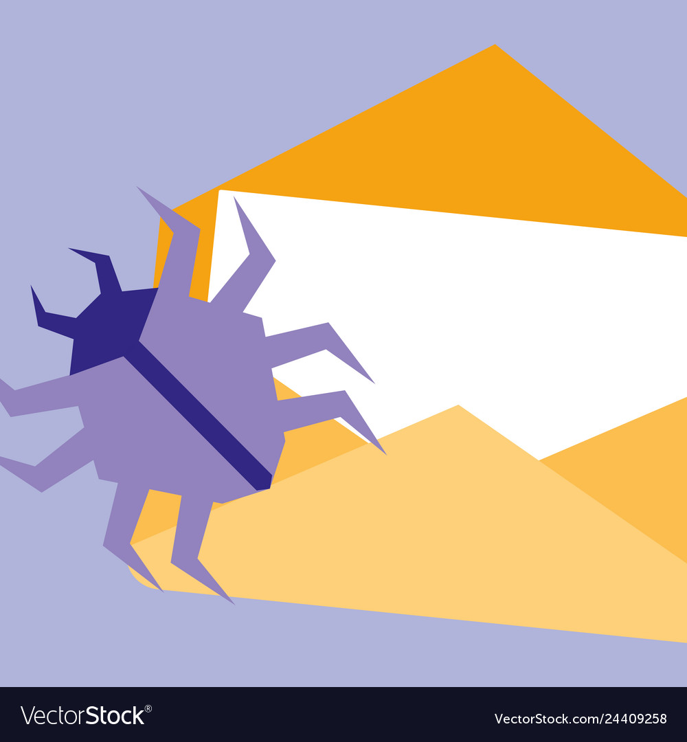 Envelope mail with virus bug vector image Envelope mail with virus bug