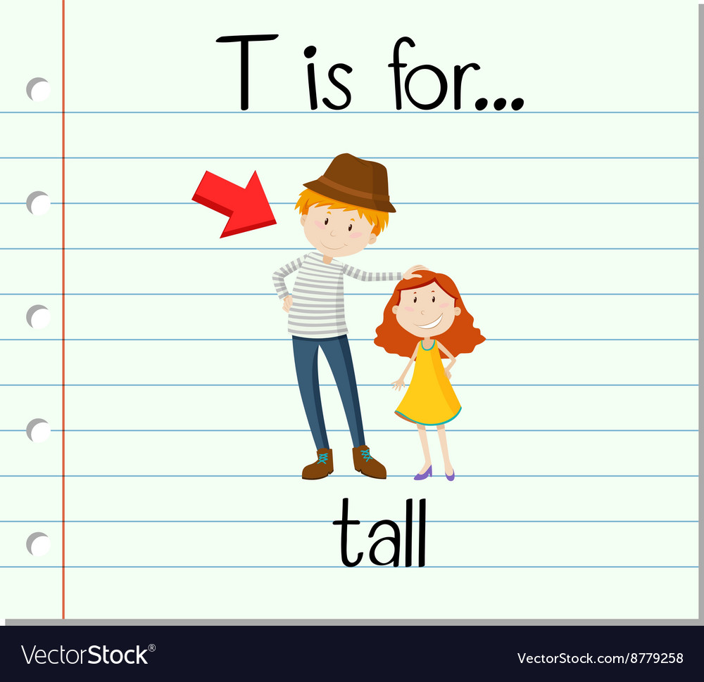 Flashcard letter t is for tall Royalty Free Vector Image