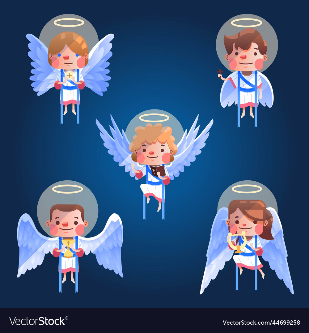 Flat christmas angel collection design