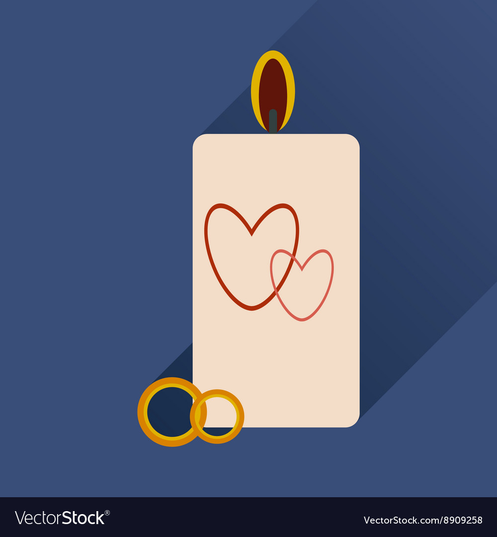 Flat icon with long shadow wedding candle