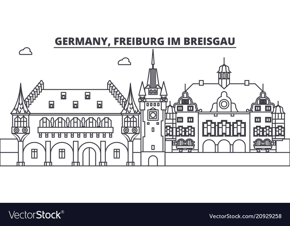 Germany freiburg im breisgau line skyline vector image Germany freiburg im breisgau line skyline