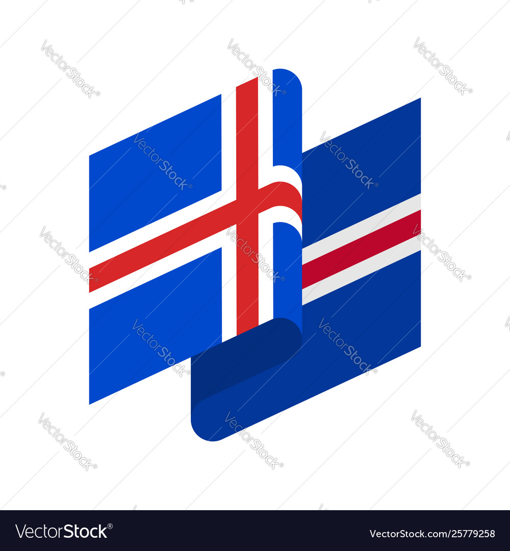 Iceland flag isolated icelandic ribbon banner