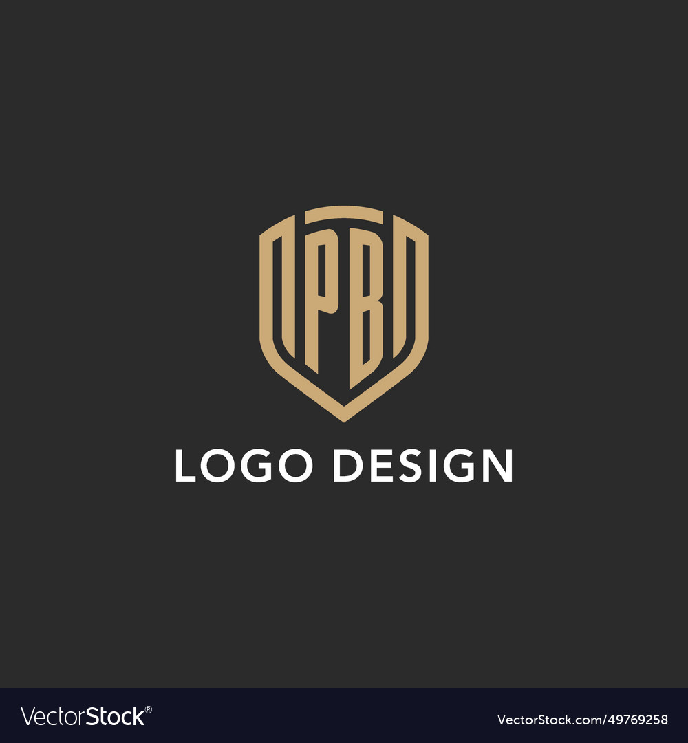 Luxury pb logo monogram shield shape monoline
