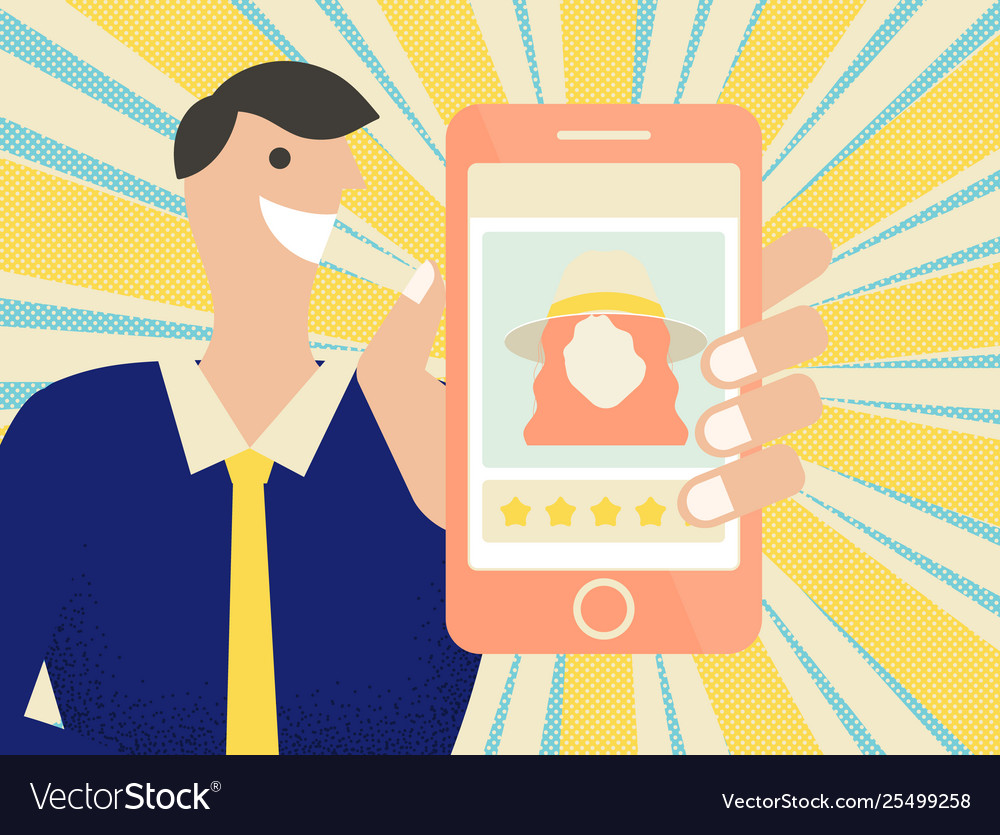 Man holding mobile phone with demo mock-up vector image Man holding mobile phone with demo mock-up