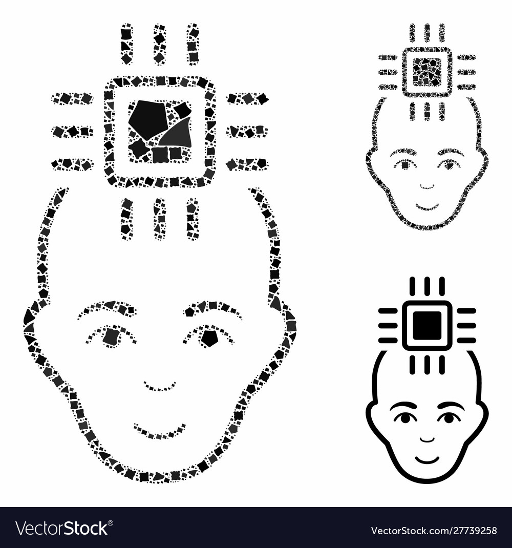 Neural computer interface composition icon vector image Neural computer interface composition icon