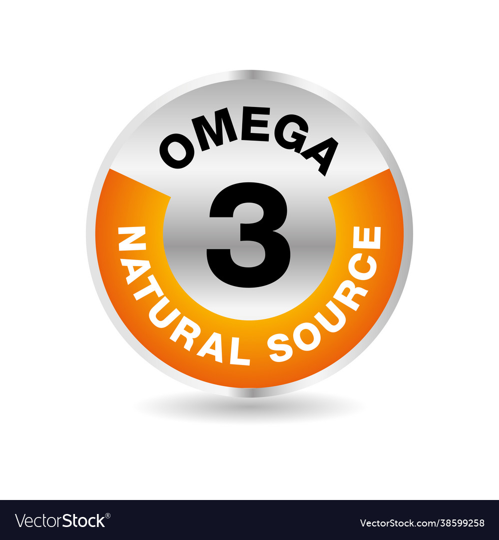 Omega 3 source round badge logo icon vector image Omega 3 source round badge logo icon