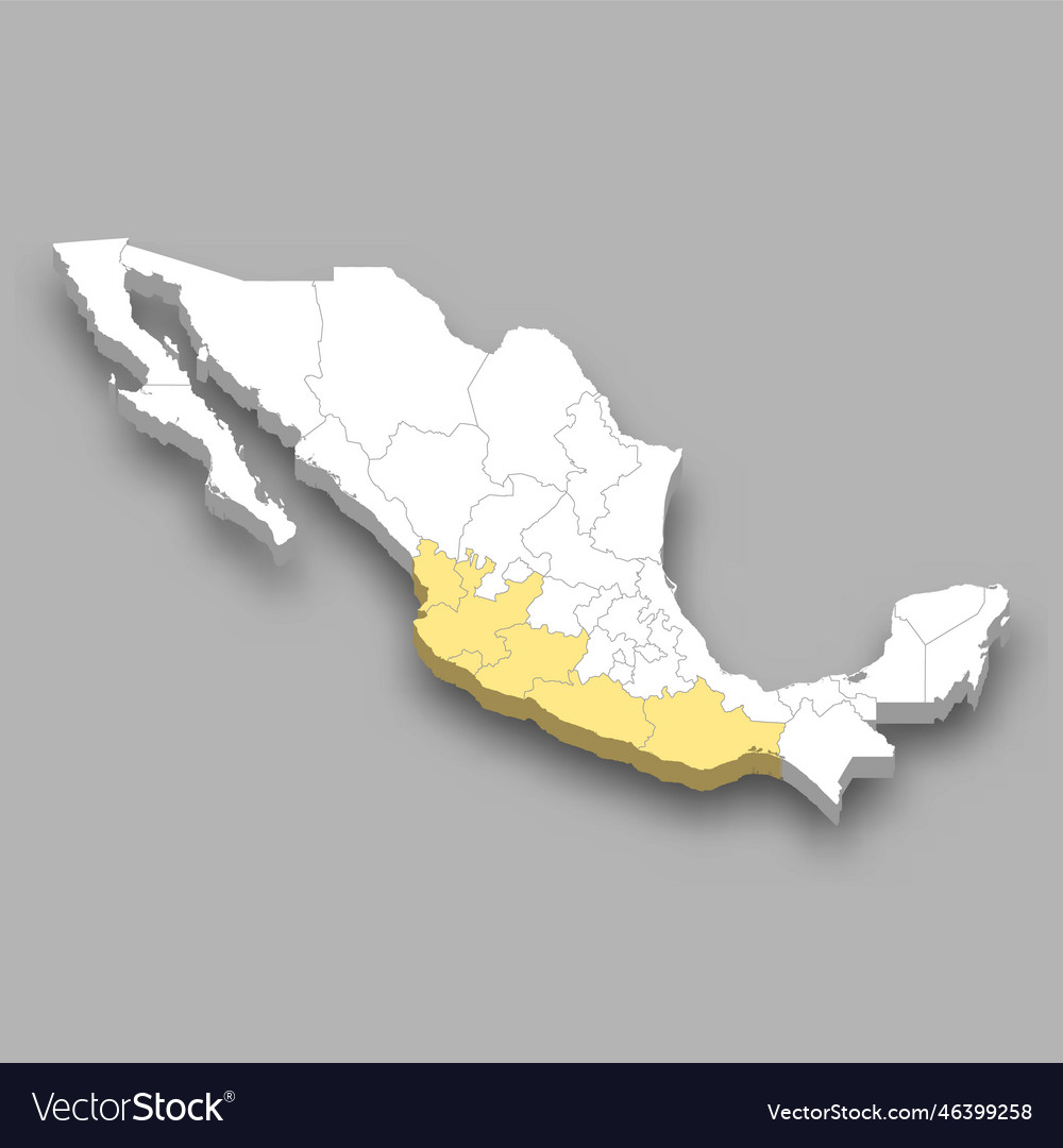 Pacific coast region location within mexico map Vector Image