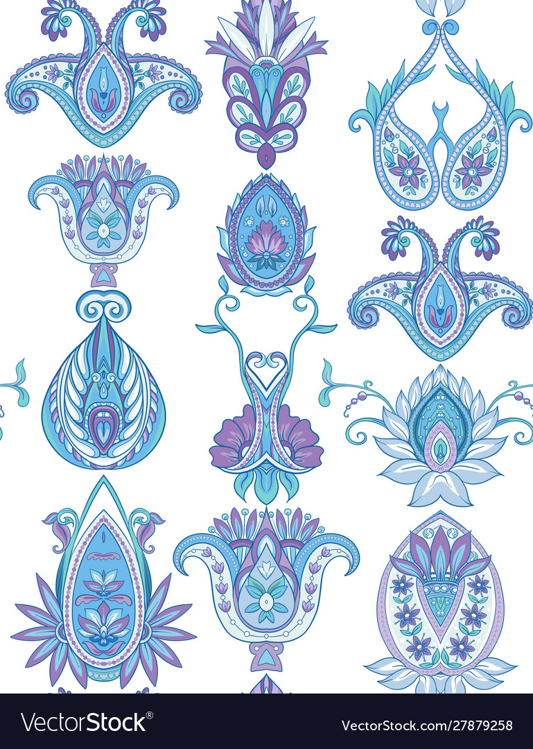 Muster mit traditionellem Paisley-Blumen vector image Muster mit traditionellem Paisley-Blumen
