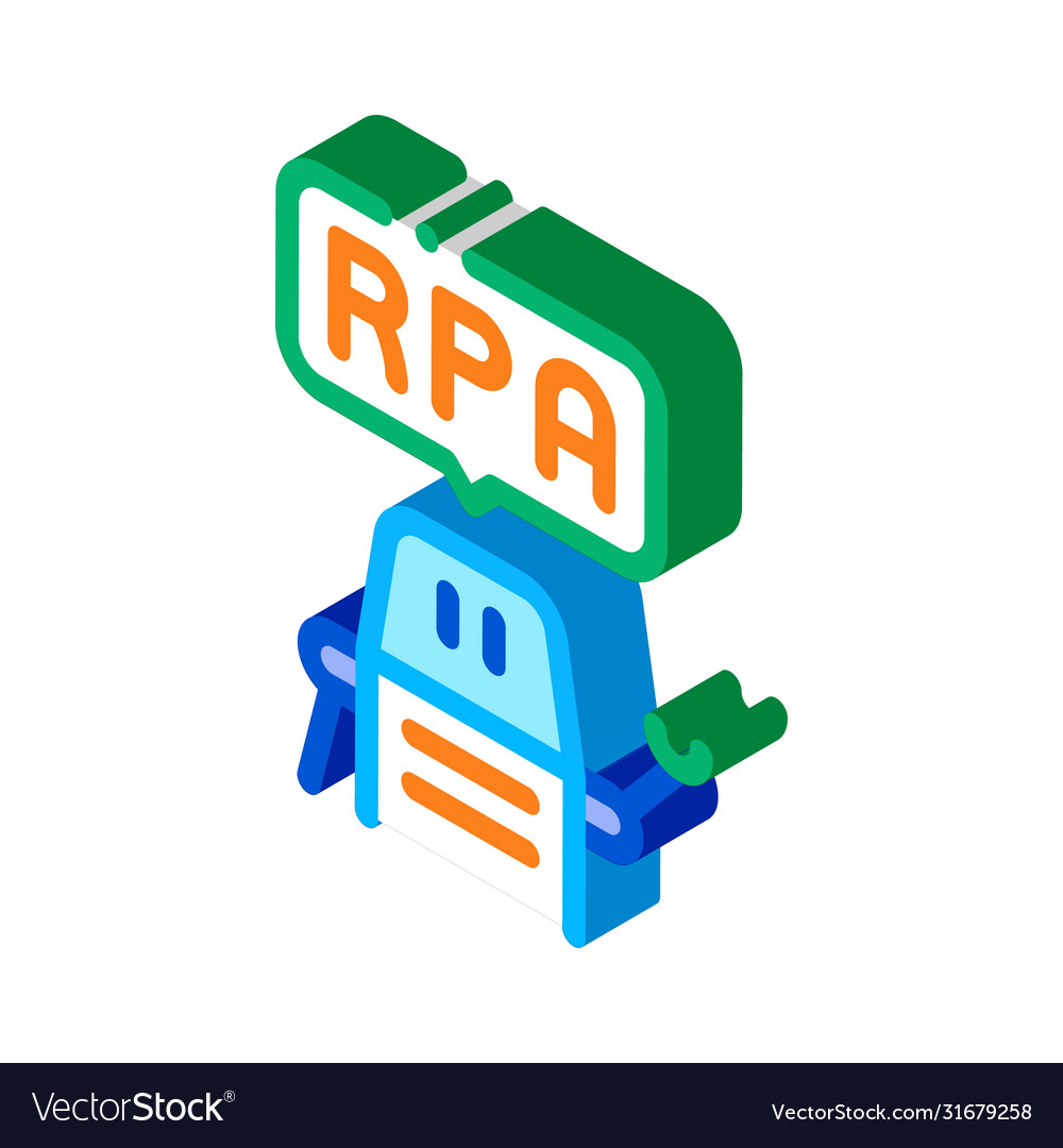 Process automation robot isometric icon