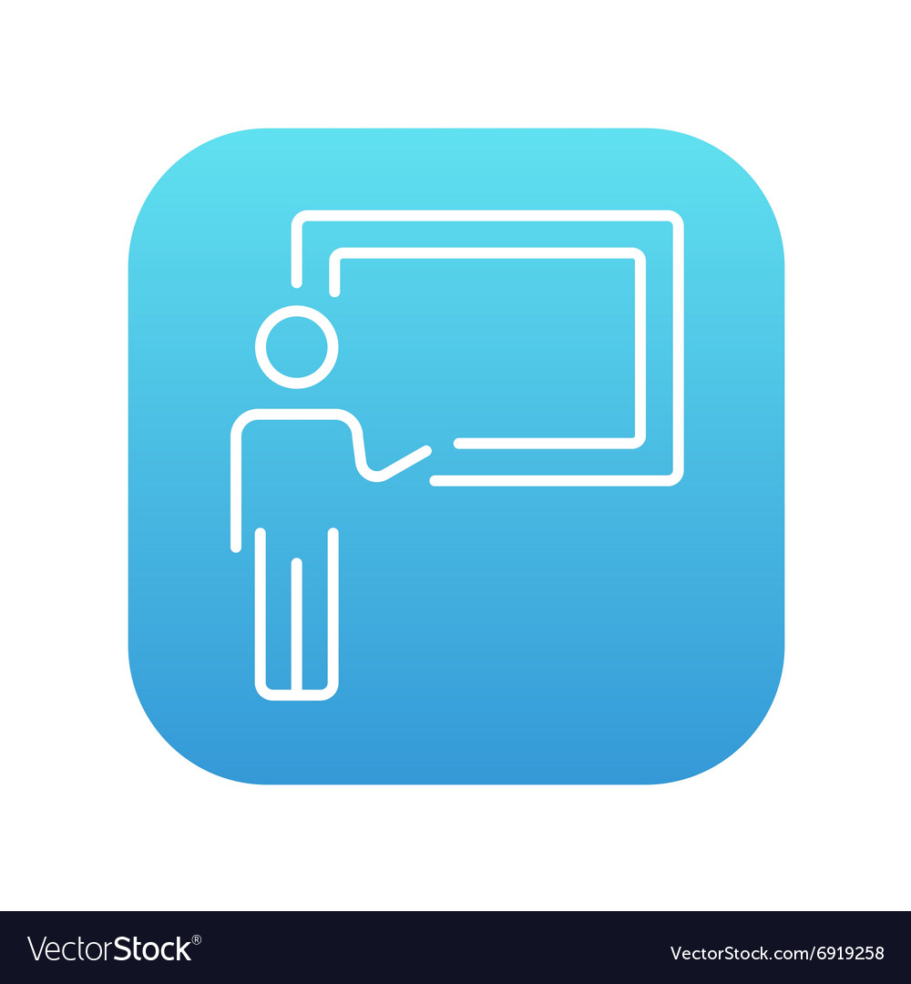 Professor pointing at blackboard line icon