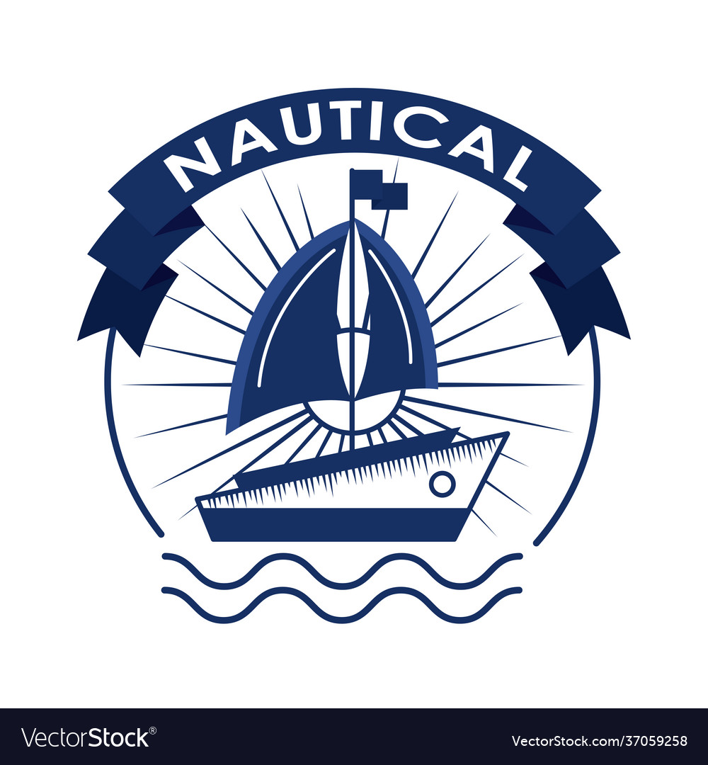 Sailboat nautical label