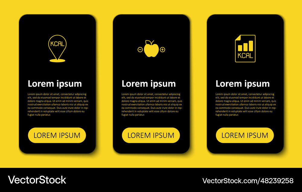 Set diet plan calorie calculator and kcal Vector Image