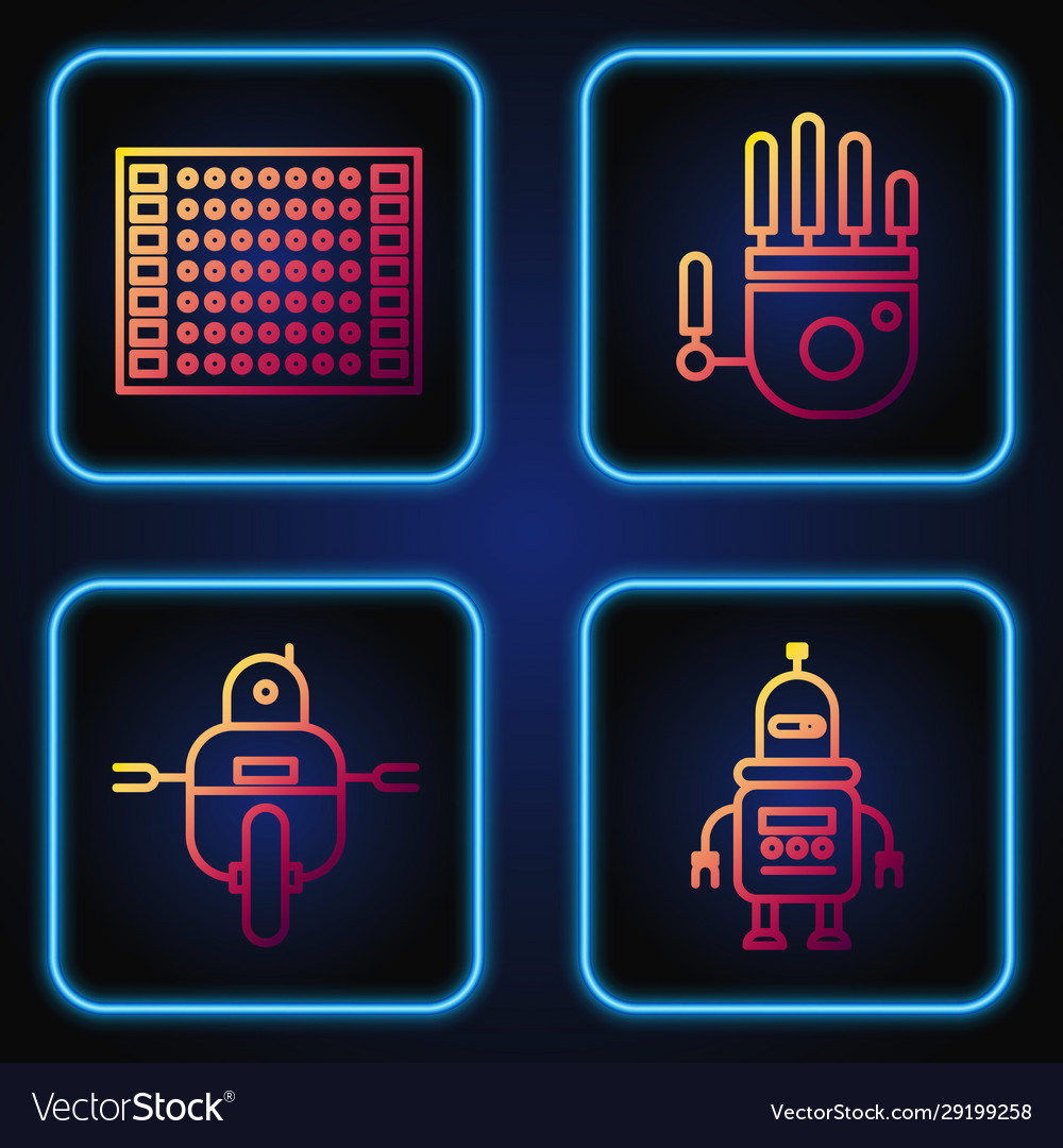 Set line robot printed circuit board pcb vector image Set line robot printed circuit board pcb