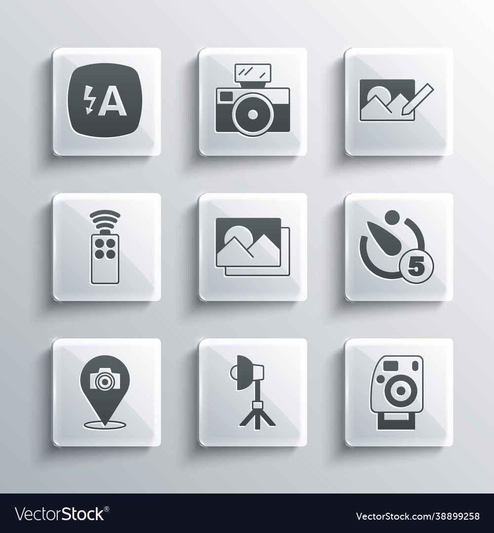 Set softbox light photo camera timer vector image Set softbox light photo camera timer
