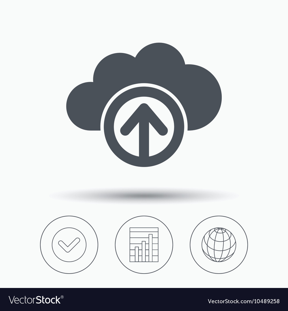 Upload from cloud icon data storage sign