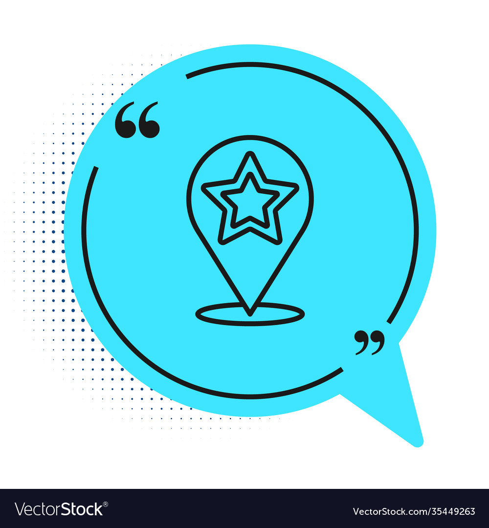 Black line map pointer with star icon isolated vector image Black line map pointer with star icon isolated