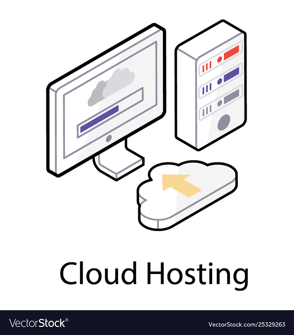 Cloud hosting in isometric icon