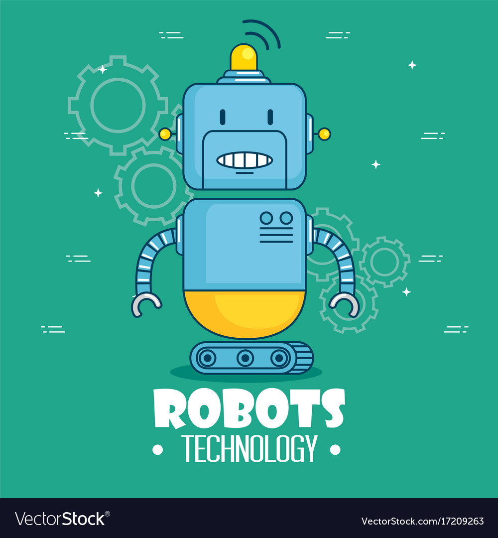 Cute cartoon robots technology Royalty Free Vector Image