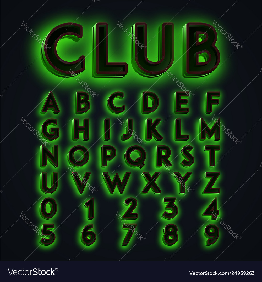 Green club neon lights typeset